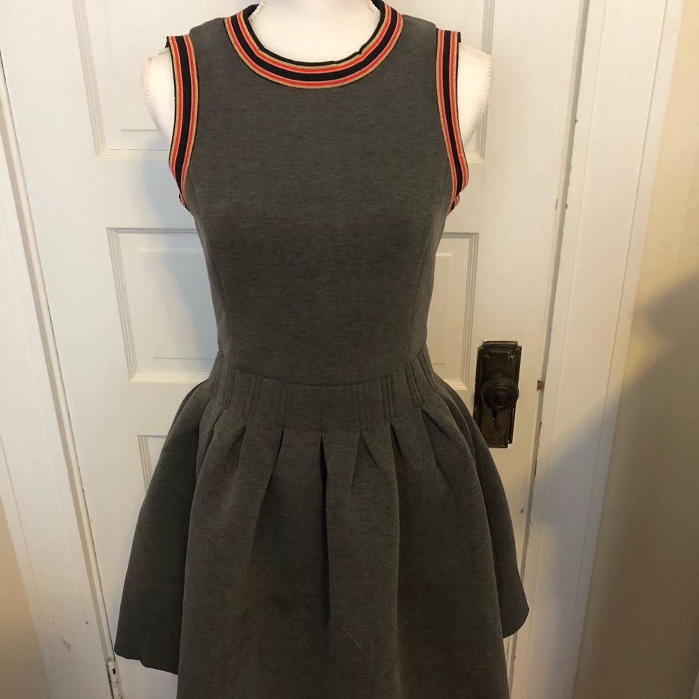 Gray jersey style fit and flare dress